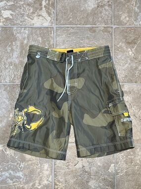 GAP Boys Camo Swim Trunks with Yellow Scorpion Accent